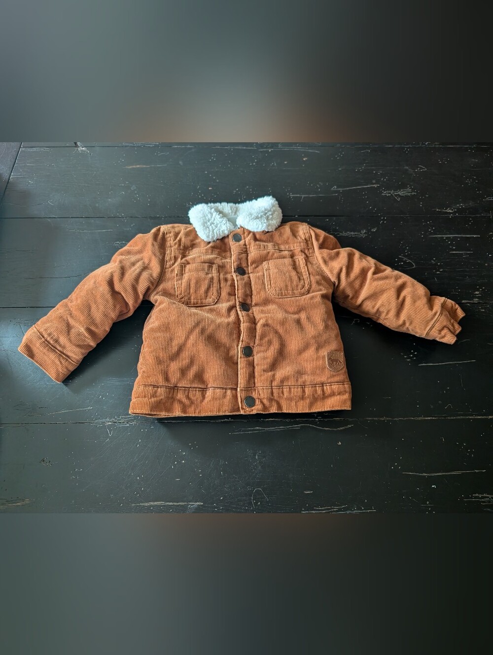 Little Me Brown Tan Corduroy Trucker Jacket 18 Months Rugged Outerwear Cabincore